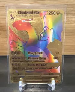 Pokemon Charizard GX Metal Holo Secret Rare Gold 150/147 Sm-Burning Shadows card - Image 1