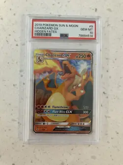 Pokemon Card Charizard GX 9/68 Hidden Fates PSA 10 - Image 1