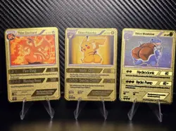 READ DESCRIPTION Thicc Charizard & Thicc Pikachu & Blastoise Metal Cards - Image 1
