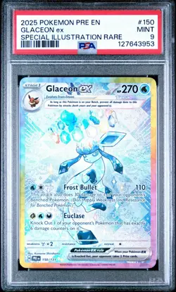 2025 POKEMON PRISMATIC EVOLUTIONS SPECIAL ILLUSTRATION RARE GLACEON EX PSA 9 - Image 1