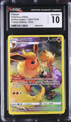 Pokemon Flareon TG01/TG30 Trainer Gallery Holo - Brilliant Stars - CGC 10 - Image 1