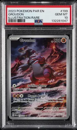 2023 POKEMON PAR EN-PARADOX RIFT ILLUSTRATION RARE #199 GROUDON PSA 10 - Image 1