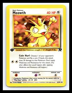 💥 MEOWTH 1ST EDITION Non Holo # 62/82 | TEAM ROCKET SET | Pokemon 2000 Vintage - Image 1