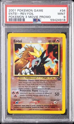 2001 POKEMON GAME MOVIE POKEMON 3 MOVIE PROMO #34 ENTEI-REVERSE FOIL PSA 9 - Image 1