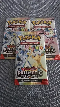 Pokemon Scarlet & Violet Prismatic Evolutions Booster Packs Lot of 3 - Image 1