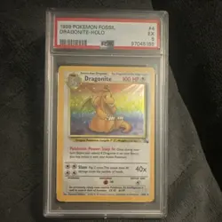 Pokemon Fossil Holo Rare Dragonite 4/62 1999 PSA 5 Unlimited English TCG - Image 1