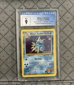 CGC 9 Misty's Seadra Prerelease Promo Pokemon Holo Gym Heroes Unlimited - Image 1