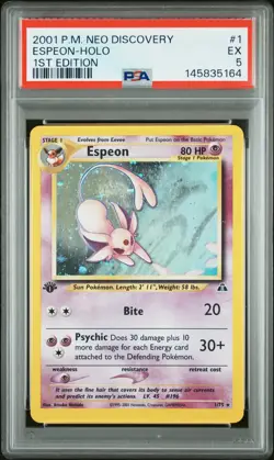 2001 Pokemon Neo Discovery Espeon #1 1st Edition PSA 5 - Image 1