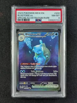 2023 Pokemon BLASTOISE EX #200/165 Scarlet & Violet 151 Special Illus Rare PSA 8 - Image 1