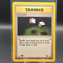 Pokemon TCG Gambler 60/62 Fossil 1st Edition Trainer Common Regular - Image 1