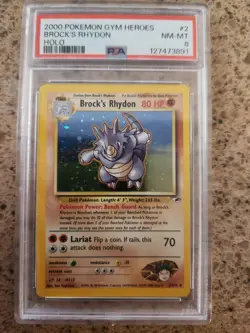 Pokemon 2000 Gym Heroes Brock's Rhydon Holo PSA 8 - Image 1