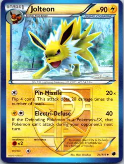 Jolteon 34/116 Uncommon Plasma Freeze Pokemon Moderately Played - Image 1