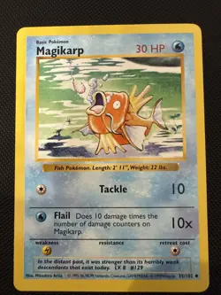 Magikarp 35/102 Shadowless Pokemon TCG Base Set LP Vintage 1999 Card - LP - Image 1