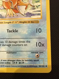 Magikarp 35/102 Shadowless Pokemon TCG Base Set LP Vintage 1999 Card - LP - Image 2