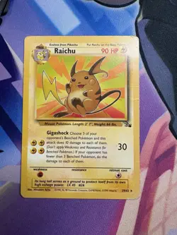 Pokemon TCG Raichu Card 29/62 Fossil Non-Holo Rare HP - Image 1
