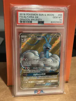2018 POKEMON SUN & MOON DRAGON MAJESTY #68 FULL ART/ALTARIA GX PSA 10 - Image 1