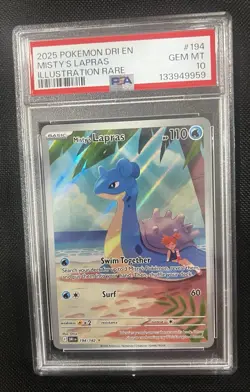 2025 Pokemon Destined Rivals Misty’s Lapras 194/182 Illustration Rare PSA 10 💎 - Image 1
