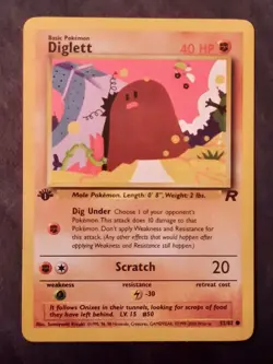 Pokemon Card TCG Diglett 52/82 1st Edition WOTC: 1 Team Rocket Regular Common - Image 1
