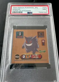 1998 Amada Pokemon Genger Super DX Sticker D63 PSA 9 - Image 1