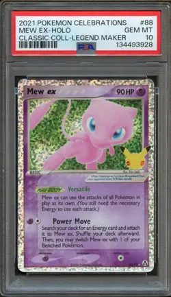 Mew ex 88/92 Celebrations Classic Collection PSA 10 Gem Mint Pokemon Card - Image 1
