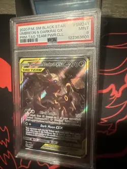 2020 POKEMON SM BLACK STAR PROMO #SM241 UMBREON & DARKRAI GX PRM-TAG TEAM PSA 9 - Image 2