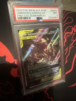 2020 POKEMON SM BLACK STAR PROMO #SM241 UMBREON & DARKRAI GX PRM-TAG TEAM PSA 9 - Image 3