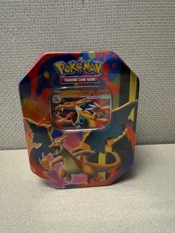 Sealed Pokemon TCG Mega Charizard Y ex Tin 4 Booster Packs & Charizard Promo - Image 1