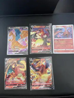 5x Charizard Pokemon Card Lot – Charizard V Promos + Japanese Charizard Cards NM - Image 1