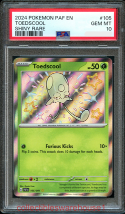 Pokemon Paldean Fates Toedscool 105 PSA 10 - Image 1