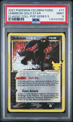 Pokemon PSA 9 Umbreon Star 17/17 Celebrations: Classic Collection Holo - Image 1