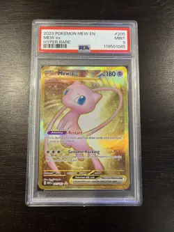 2023 POKEMON MEW EN-151 HYPER RARE #205 MEW EX PSA 9 MINT - Image 1