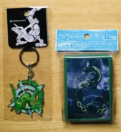 Pokemon Center Rayquaza, Charizard “Dark Fight” Playmat Sleeves &Keychains New! - Image 4