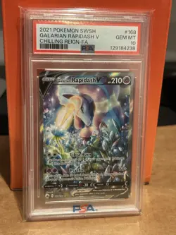 2021 Pokemon SWSH Chilling Reign #168 Galarian Rapidash V PSA 10 GEM MINT - Image 1