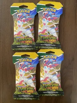 Pokemon Evolving Skies New Sealed Sleeved Blister Booster x4 Packs SYLVEON - Image 1