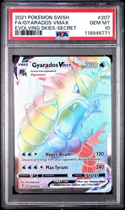 Gyarados VMAX PSA 10 Rainbow Rare Evolving Skies Pokemon Card 207/203 FA Secret - Image 1