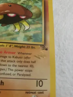 Kabuto Gold W Stamp Stamped Pokemon Card - WOTC Promo - Fossil - 50/62 - Image 2