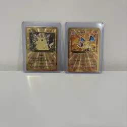 Pokemon Celebrations Gold Metal Charizard & Pikachu Cards 25th Anniversary Base - Image 1