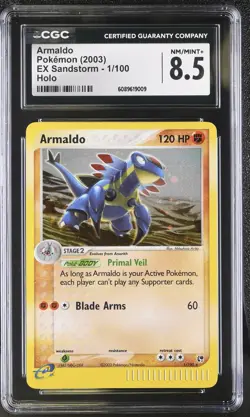 CGC 8.5 Armaldo 2003 EX Sandstorm 1/100 Holo Pokemon Card - Image 1