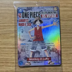 Bandai Namco One Piece CCG Monkey.D.Luffy Promo Holo US Voyage Card - Image 1