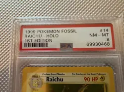 1999 Pokemon TCG Fossil Raichu Holo 1st Edition PSA 8 14/62 Card Stock - Image 5