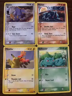 Pokemon TCG POP Series 2 4 Card Lot Holo Tauros Phanpy Pikachu Bulbasaur LP-NM - Image 1