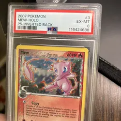 2007 POKEMON DELTA SPECIES MEW #3 HOLO INVERTED BACK WITH HOLO SWIRL 💫 - PSA 6 - Image 3