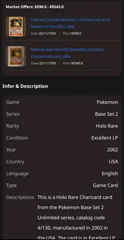 Pokemon Charizard Base Set 2 Unlimited Holo 4/130 Excellent LP Fast Ship - Image 2
