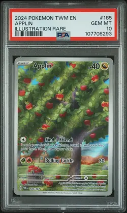2024 POKEMON TWM EN-TWILIGHT MASQUERADE ILLUSTRATION RARE #185 APPLIN PSA 10 - Image 1