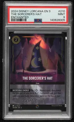 2023 Disney Lorcana Into Inklands 3 Foil Enchanted The Sorcerer's Hat #210 PSA 9 - Image 1