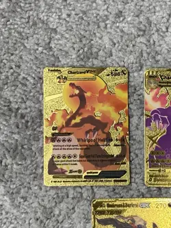 Set of 5 Charizard,Umbreon,Pikachu Gold Foil Fan Art Display Cards NM! - Image 2