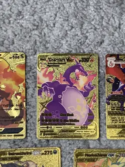 Set of 5 Charizard,Umbreon,Pikachu Gold Foil Fan Art Display Cards NM! - Image 3