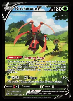 Kricketune V TG12/TG30 Ultra Rare Silver Tempest Trainer Gallery Pokemon Card - Image 1