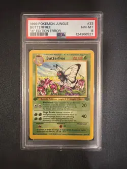 1999 Pokemon Jungle 1st Edition Butterfree d error FRESH PSA 8 NEAR MINT-MINT - Image 1