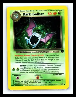 🌀 DARK GOLBAT HOLO w/ Swirl # 7/82 | Team Rocket Set | Vintage Pokemon TCG 2000 - Image 1